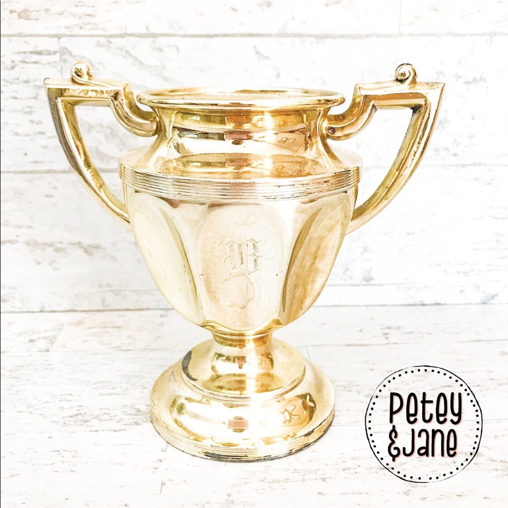 Vintage Engraved Gold Toned Trophy Cup